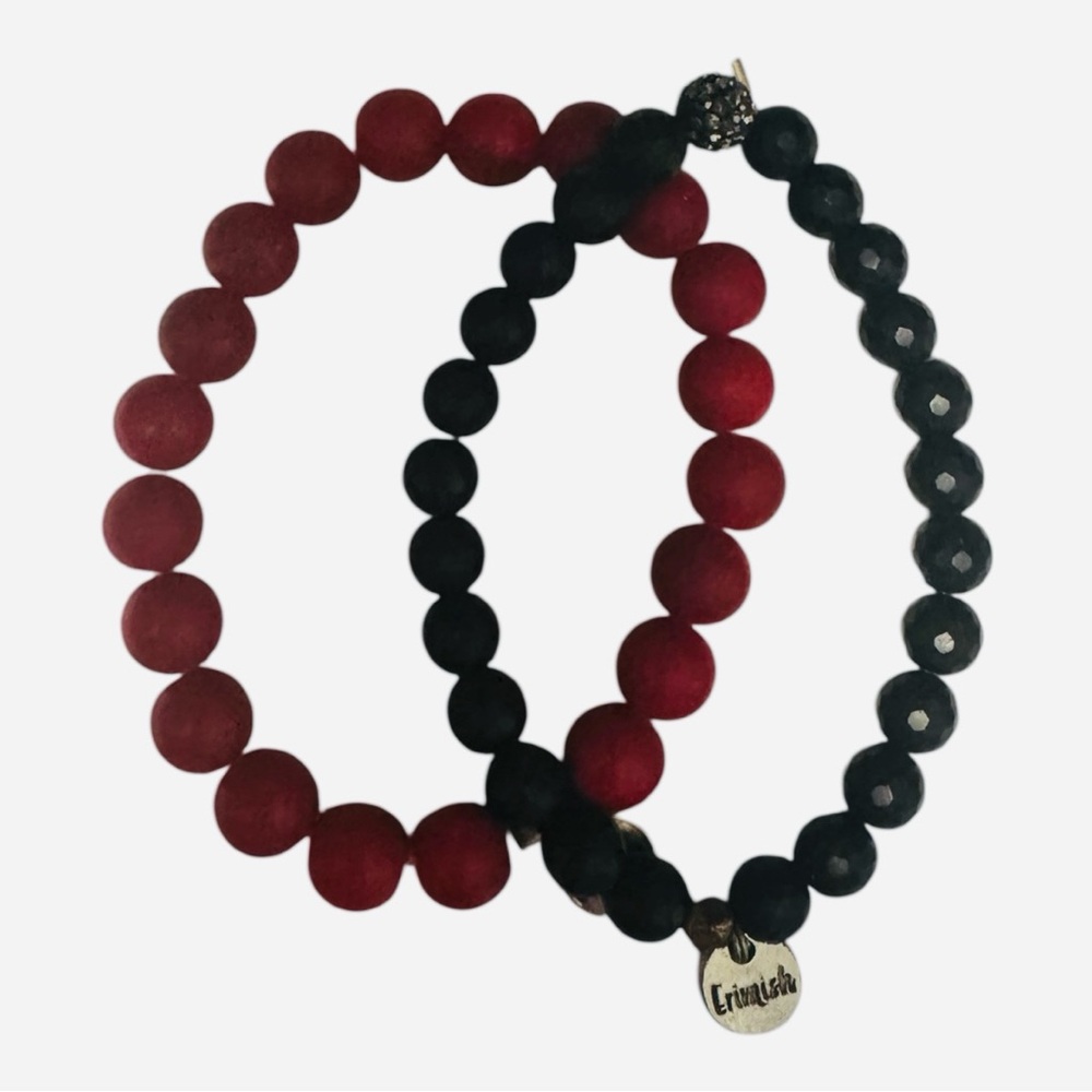 Erimish Red and Black Beaded Bracelet Set